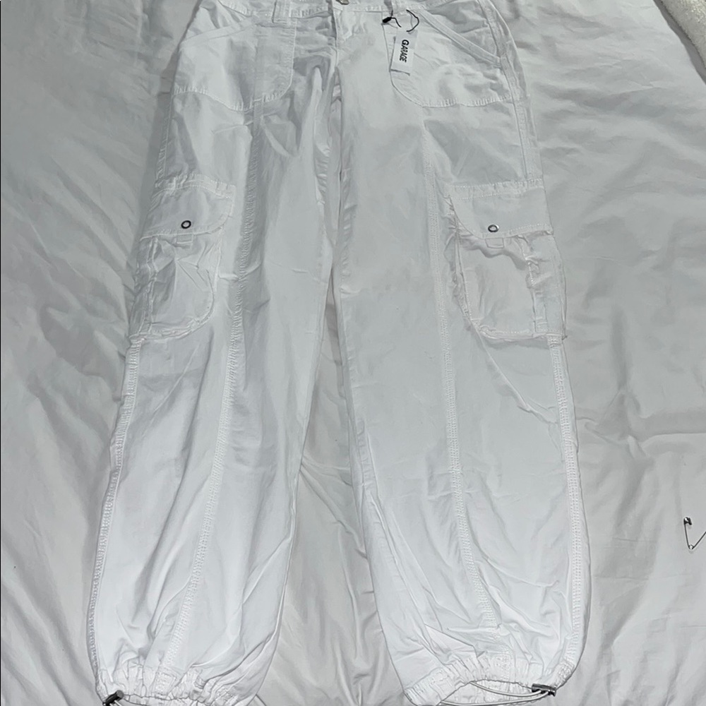 White Cargo Pants with Relaxed Fit